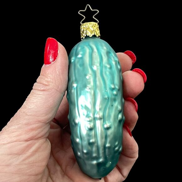 Inge Glas Pickle Ornament Vintage 1992 Olde World Glass Christmas Germany READ - Picture 11 of 15